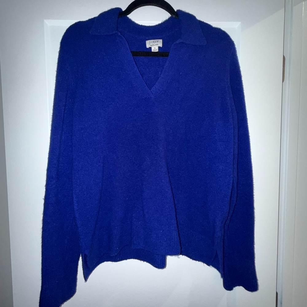 J. Crew Women's Blue Collared Sweater